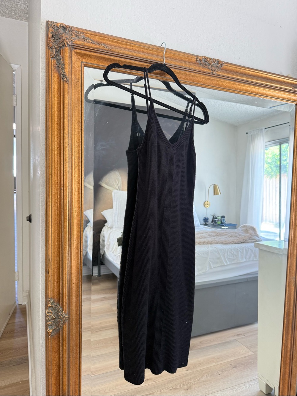 Abercrombie & Fitch Black Ribbed Maxi Slip Dress